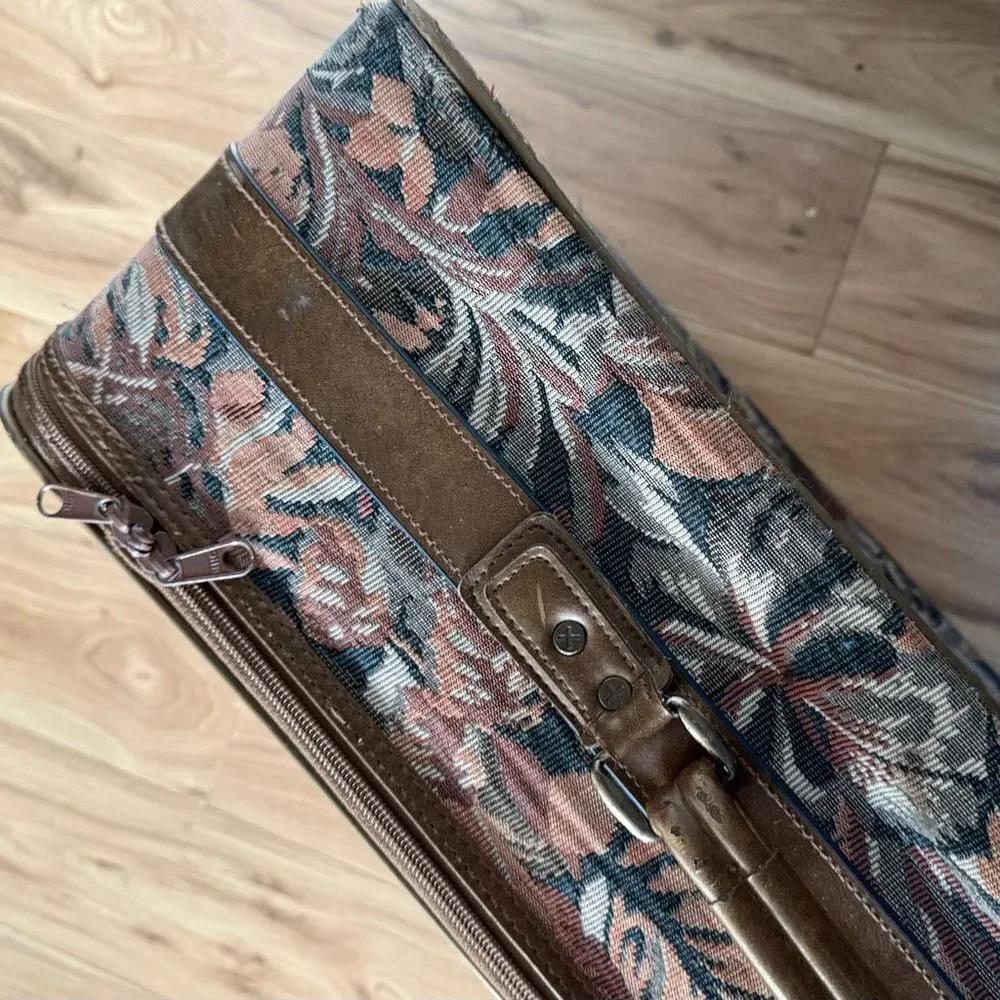 GIVENCHY | Vintage Large Rolling Carpet Luggage Floral Feather Foliage Tapestry